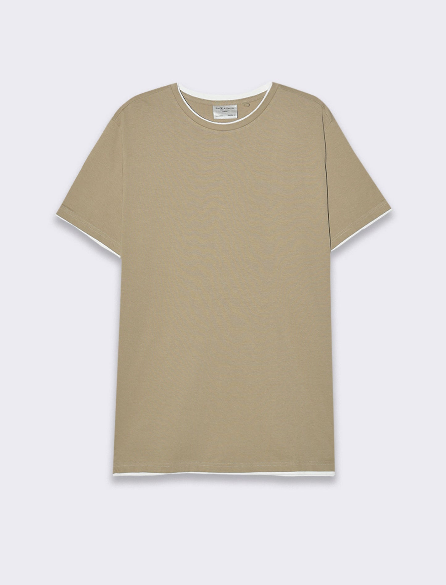 T-shirt in cotone con orli a contrasto da uomo - Verde salvia