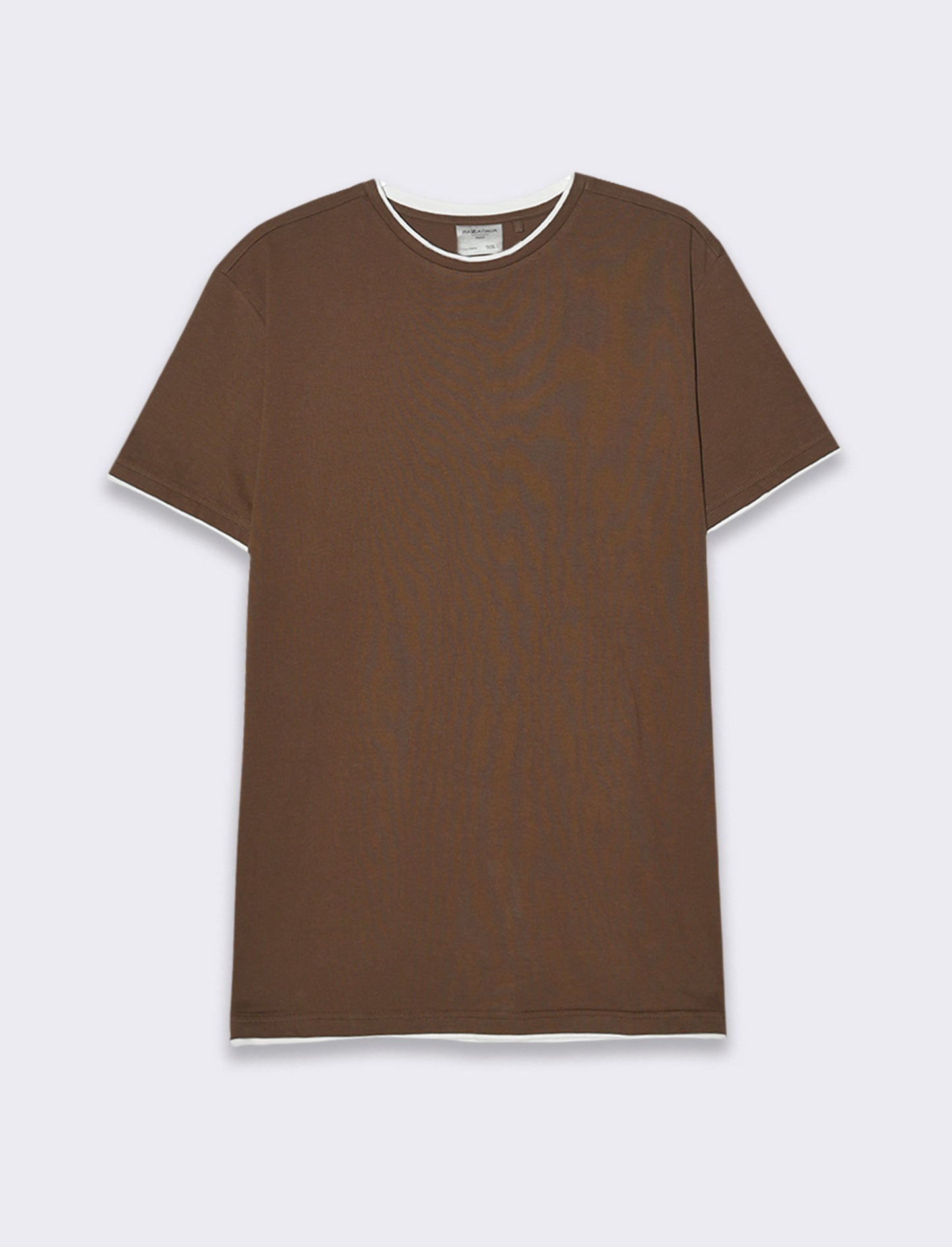 T-shirt in cotone con orli a contrasto da uomo - Moro