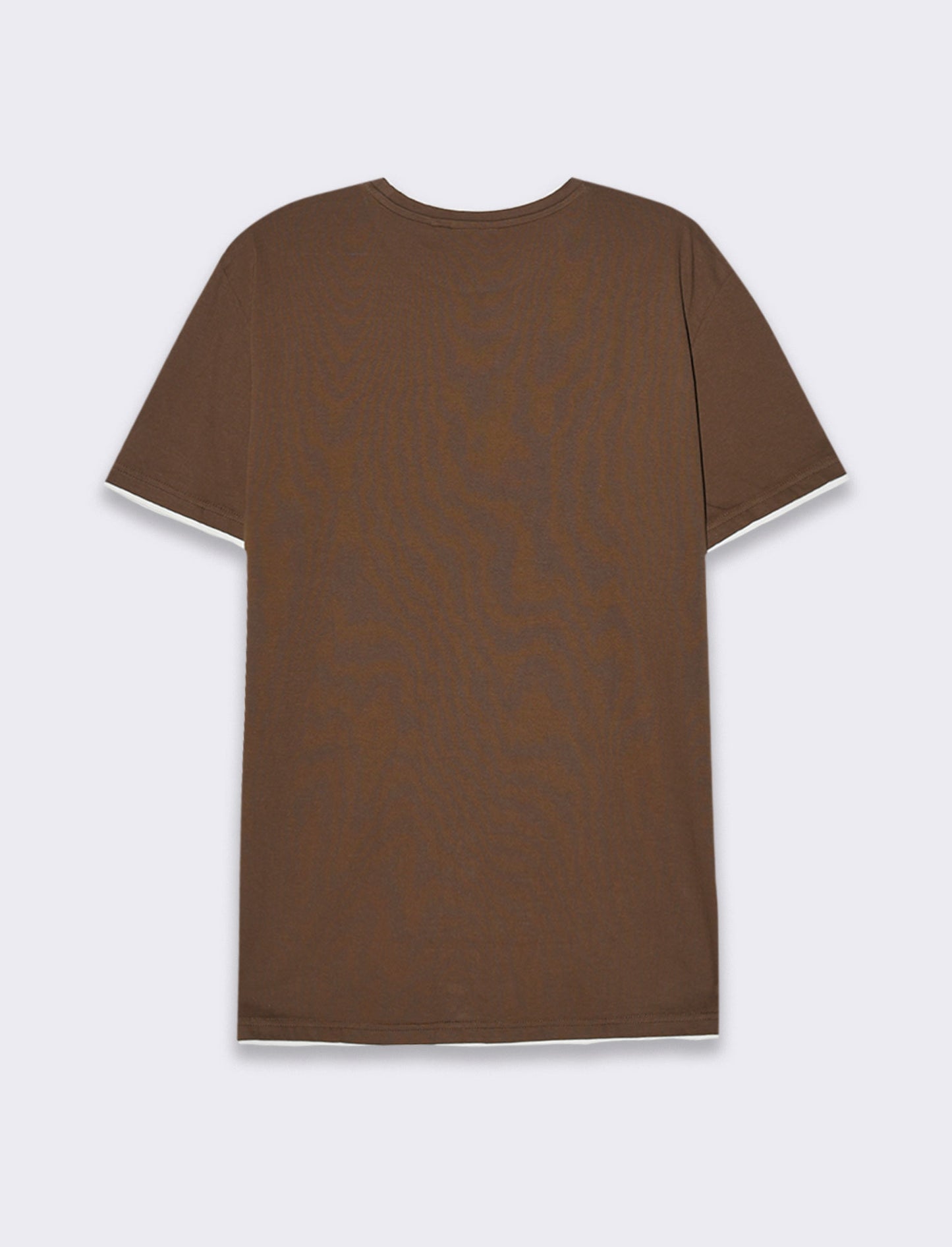 T-shirt in cotone con orli a contrasto da uomo - Moro