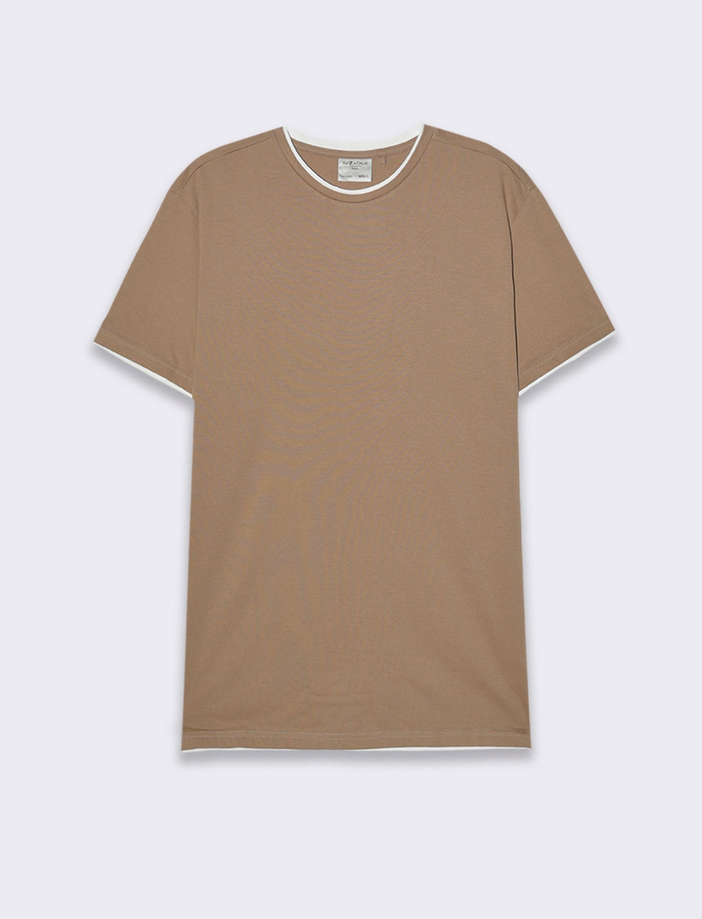 T-shirt in cotone con orli a contrasto da uomo - Grigio tortora
