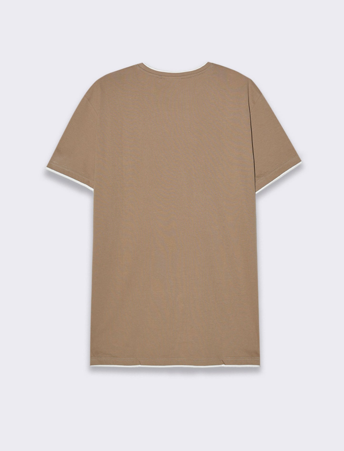 T-shirt in cotone con orli a contrasto da uomo - Grigio tortora