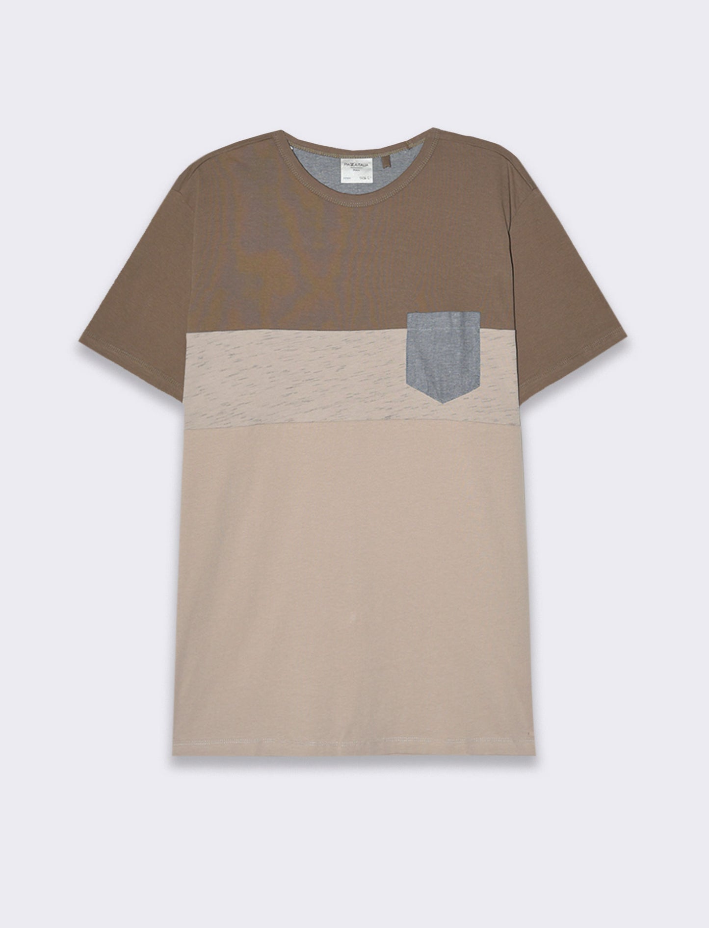 T-shirt con taschino da uomo - Grigio fango