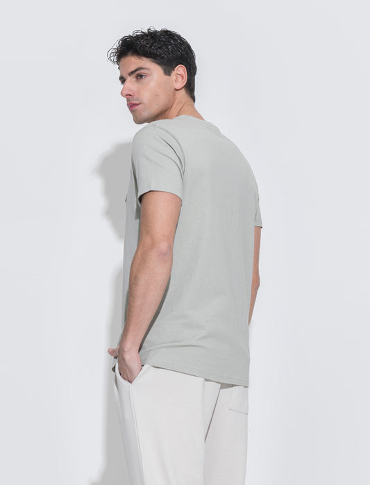 Man's cotton t-shirt with print design - Green
