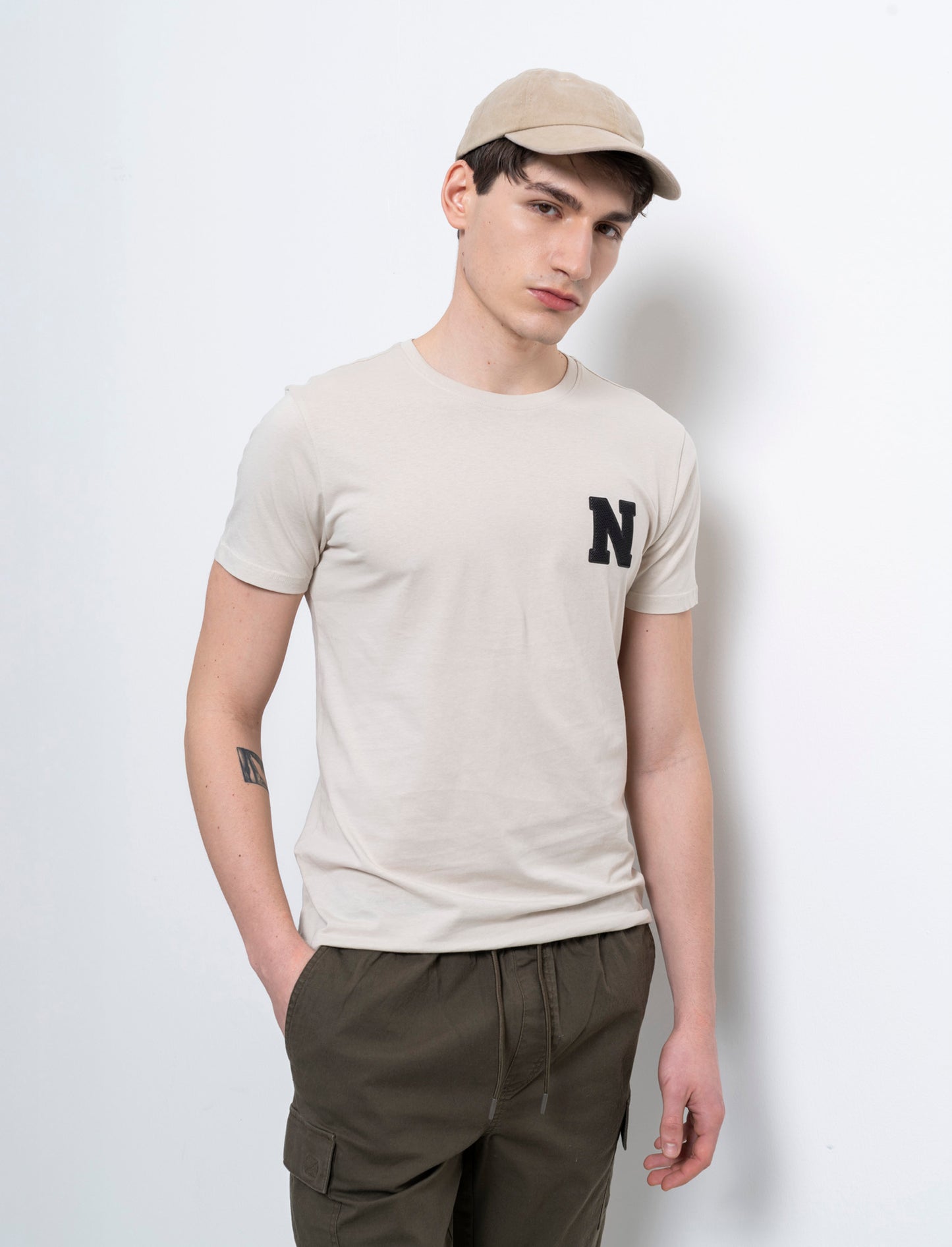 T-shirt in cotone con stampa da uomo - Grigio ghiaccio