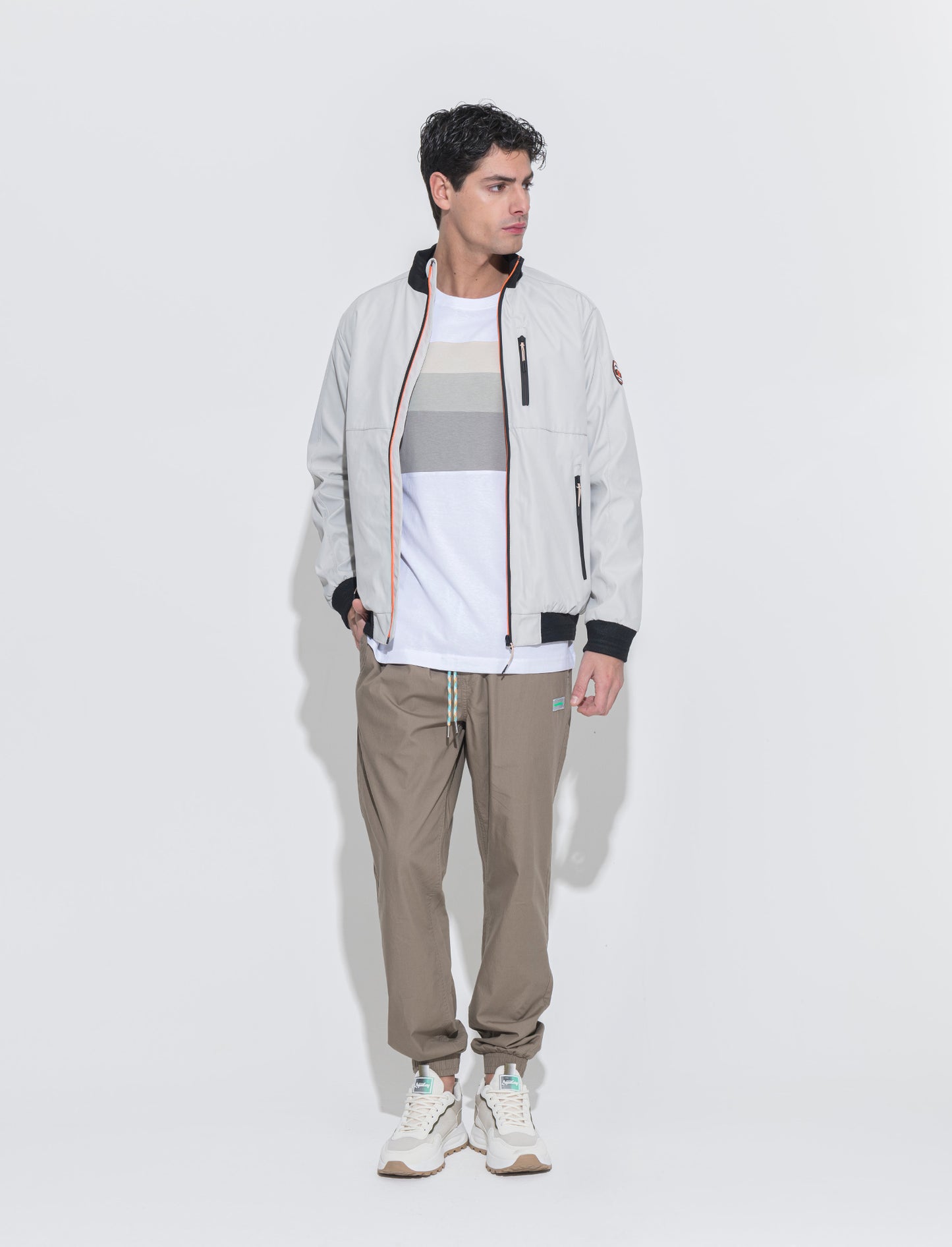 Man's multi-band t-shirt for unique style - White