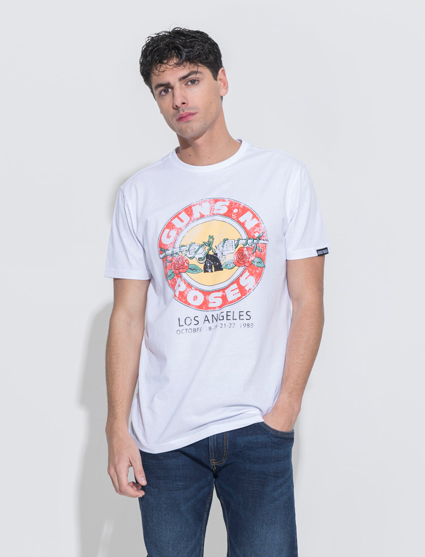 T-shirt stampa guns n' roses da uomo - Bianco