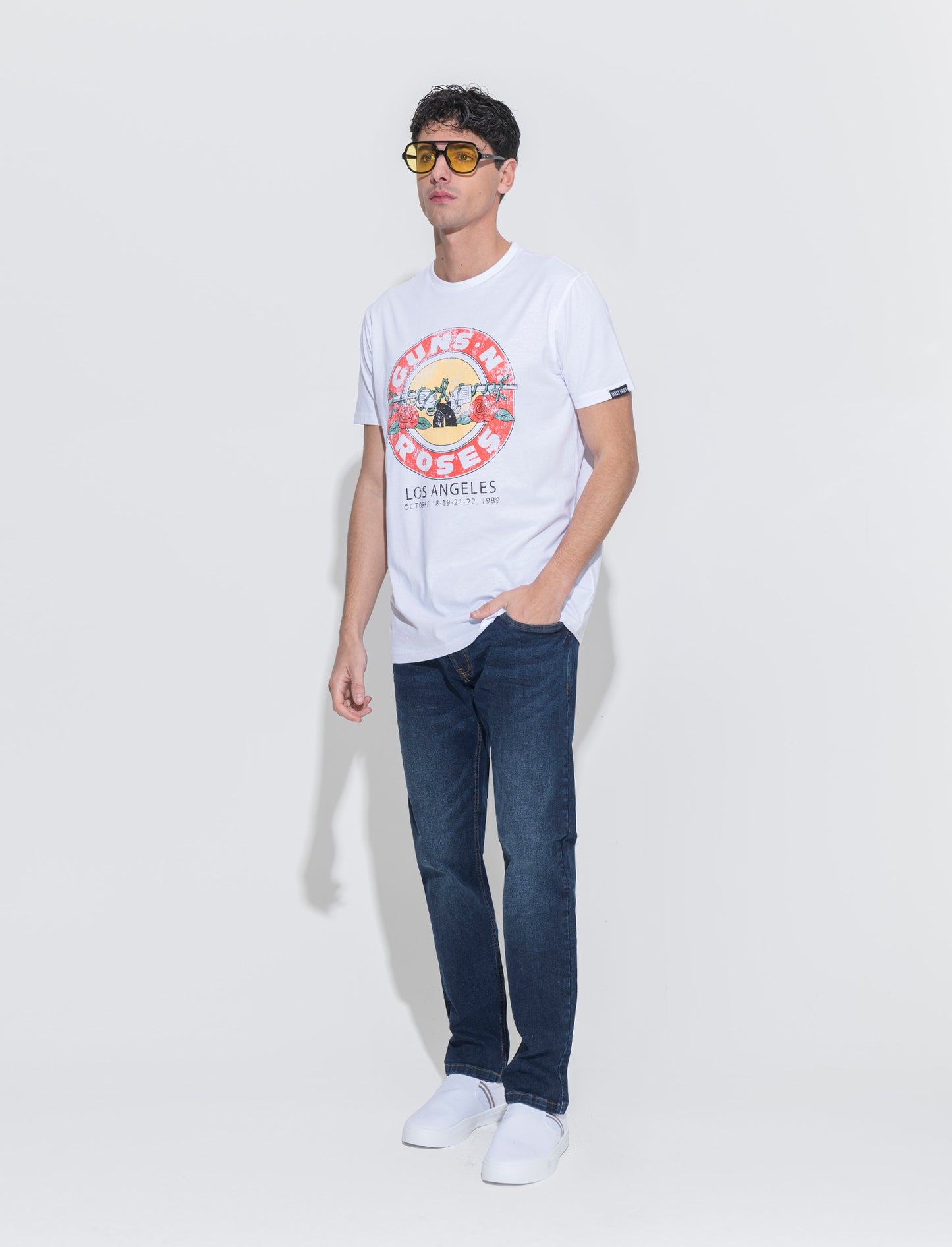 T-shirt stampa guns n' roses da uomo - Bianco