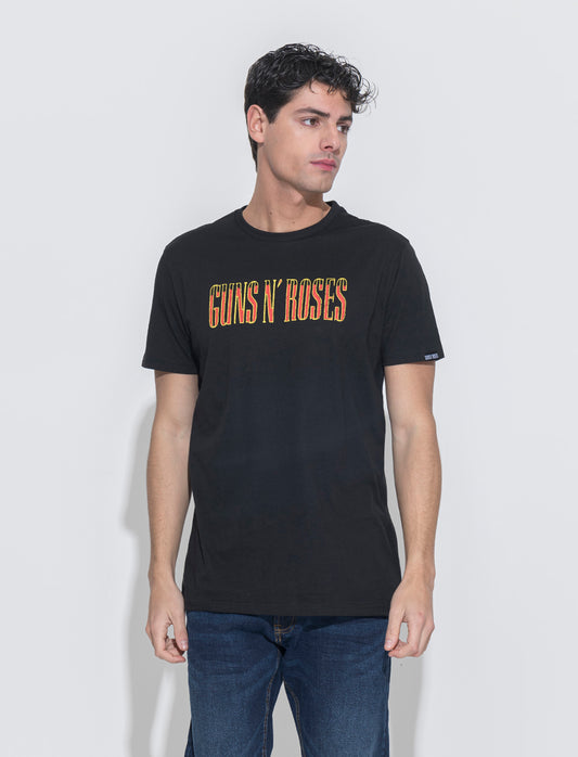 T-shirt stampa guns n' roses da uomo - Nero
