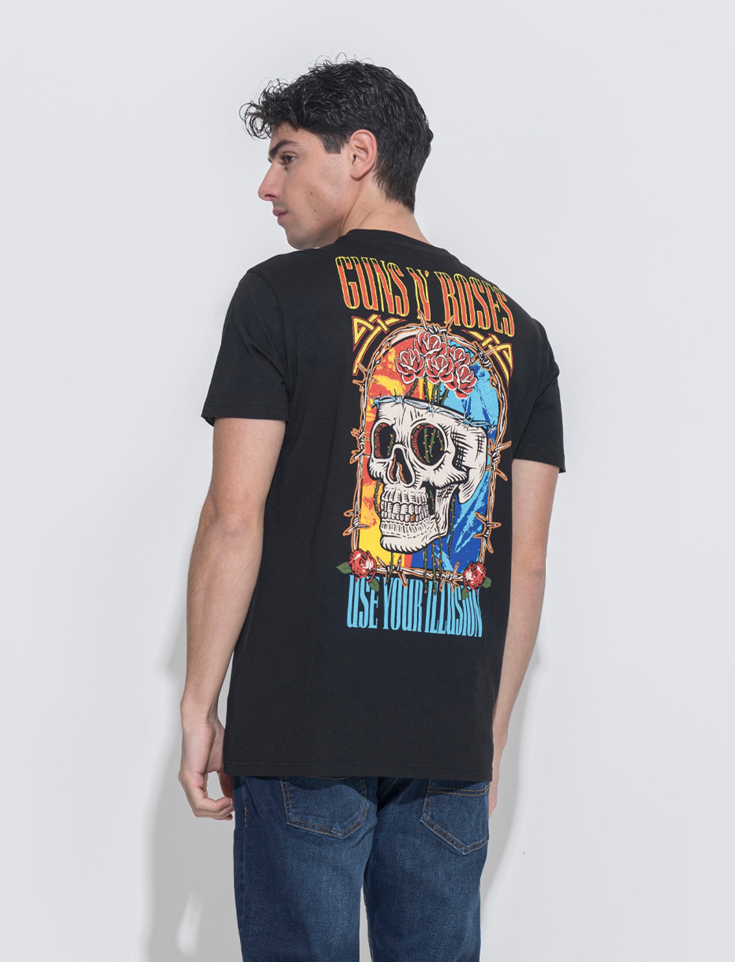 T-shirt stampa guns n' roses da uomo - Nero