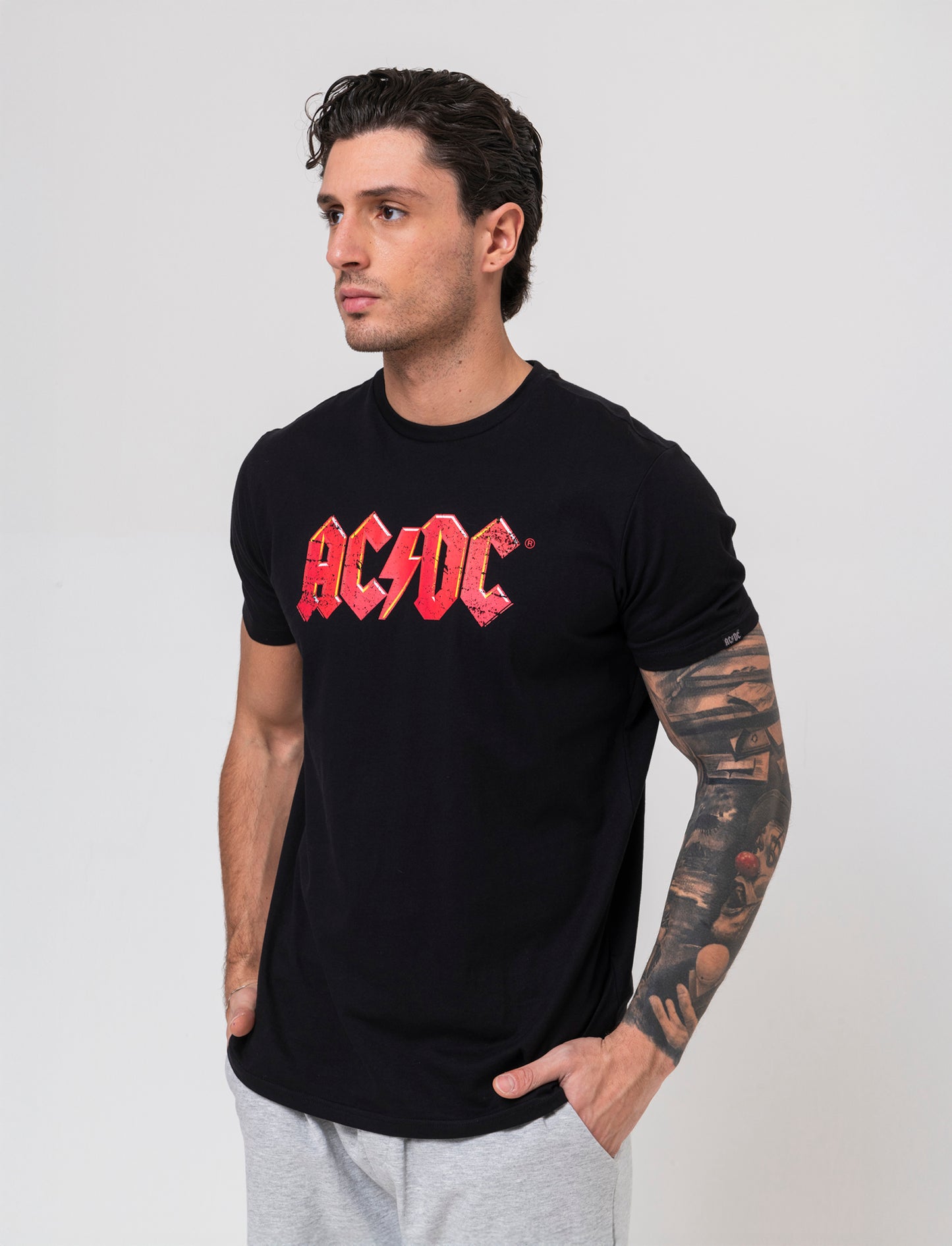 T-shirt stampa acdc da uomo - Nero