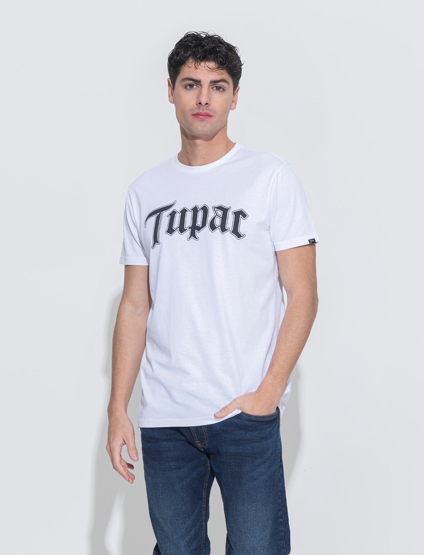 T-shirt stampa tupac da uomo - Bianco