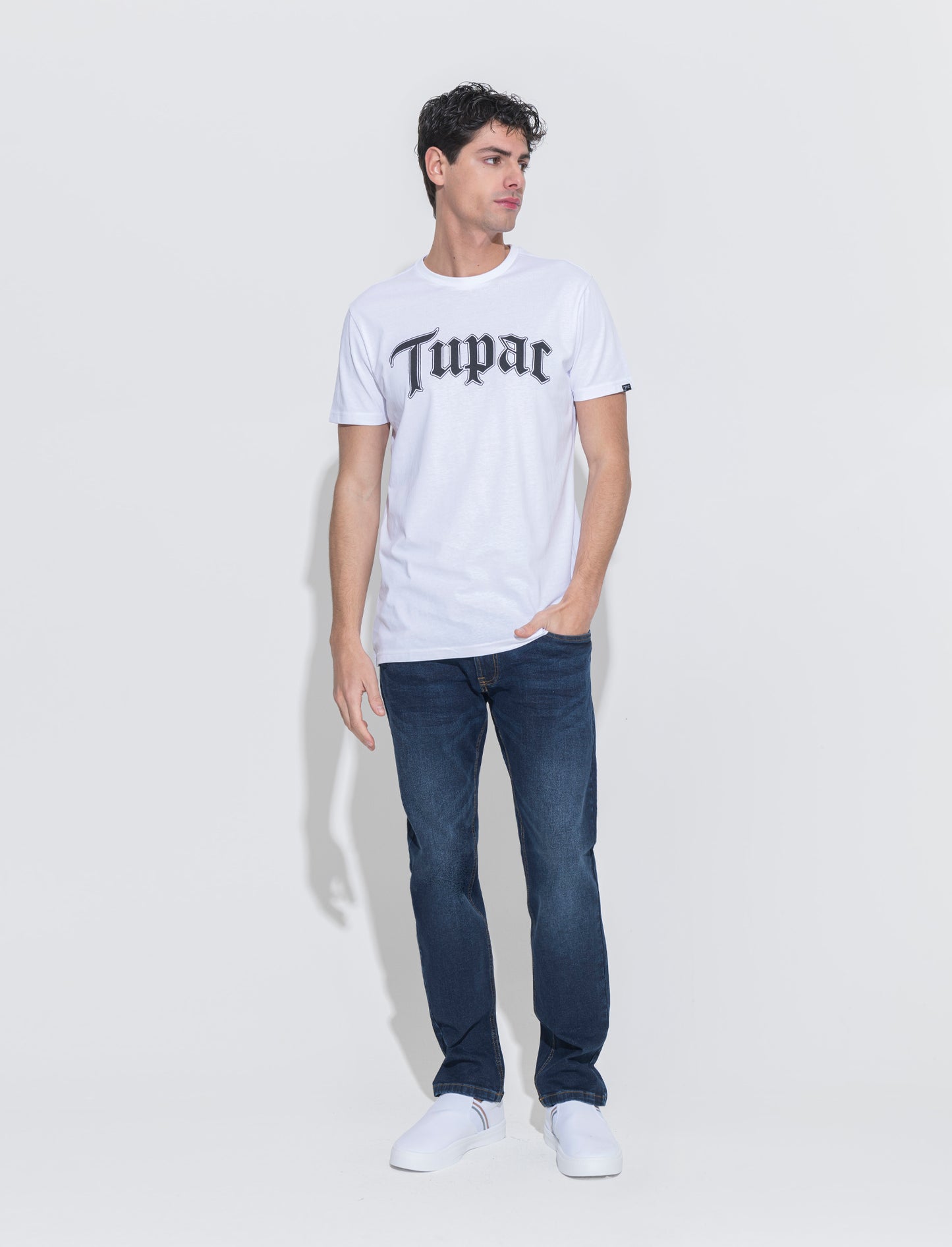 T-shirt stampa tupac da uomo - Bianco