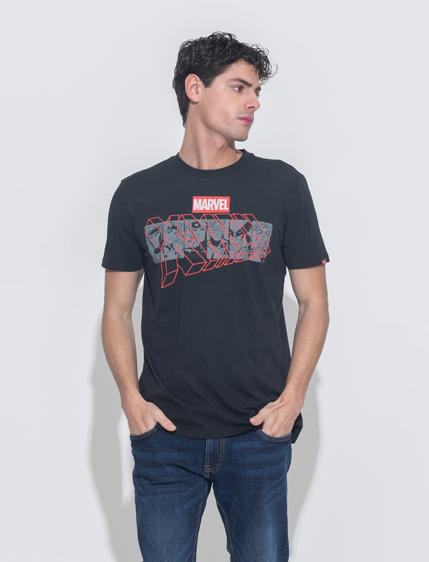 T-shirt stampa marvel da uomo - Nero