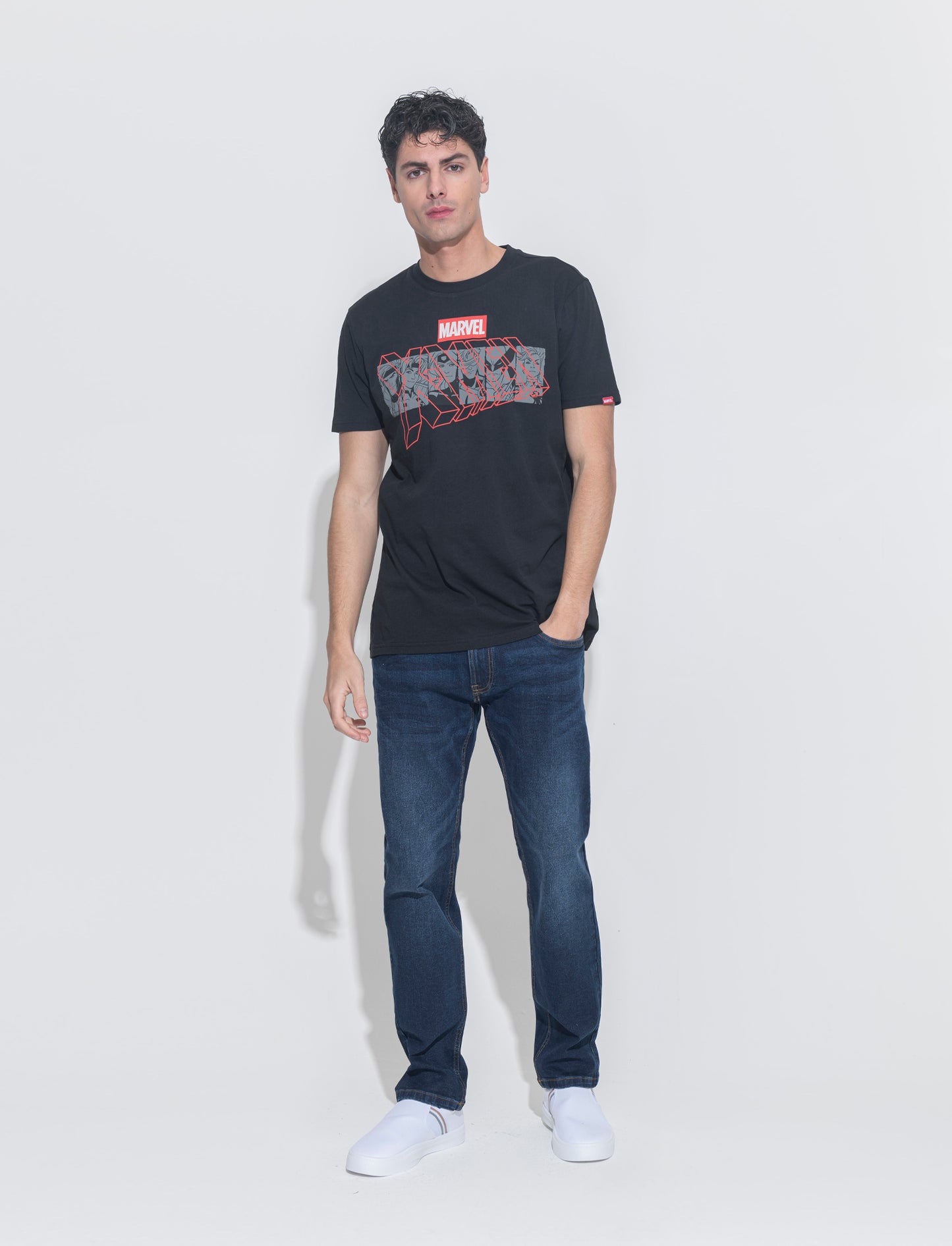 T-shirt stampa marvel da uomo - Nero