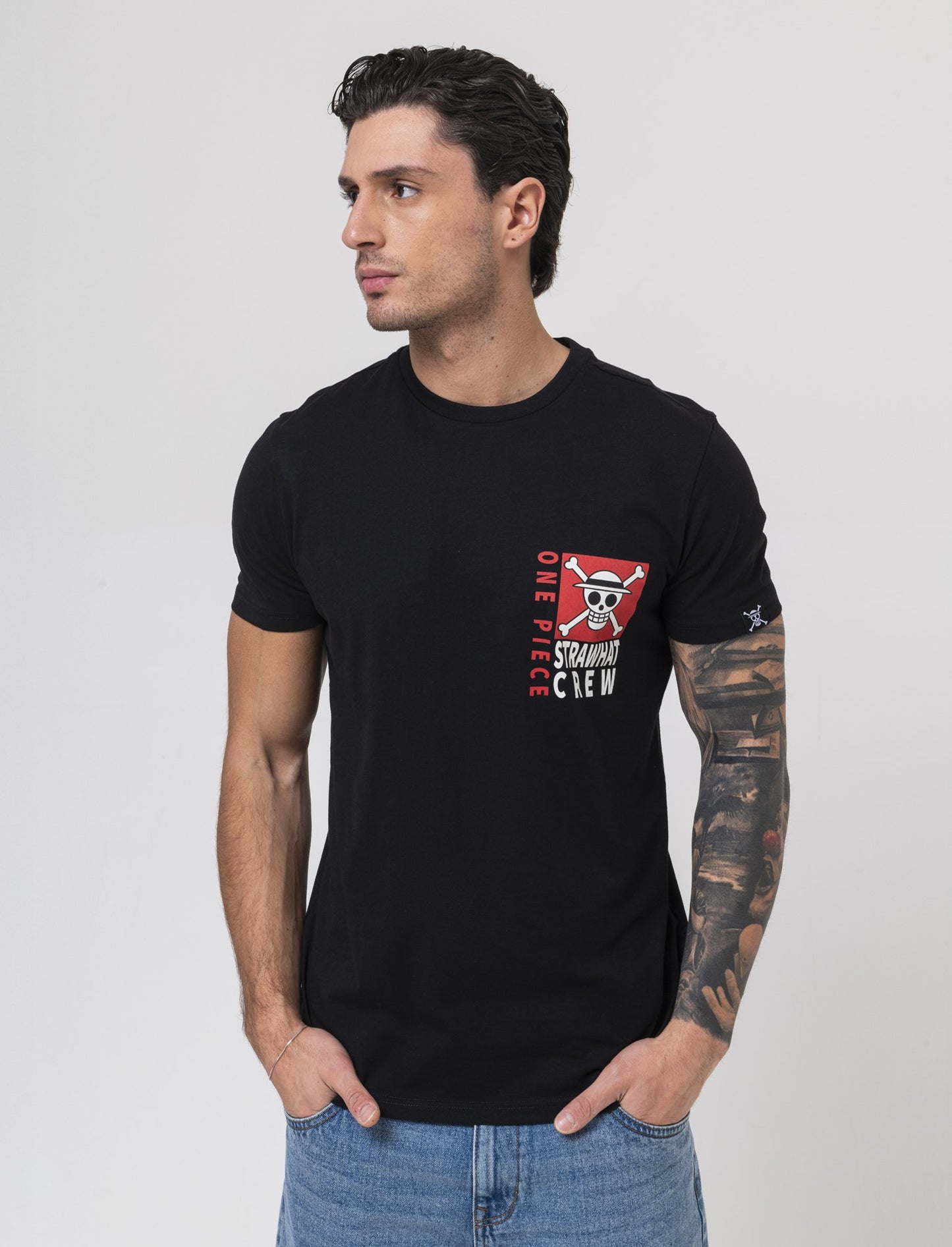 T-shirt stampa one piece da uomo - Nero