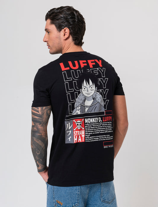 T-shirt stampa one piece da uomo - Nero