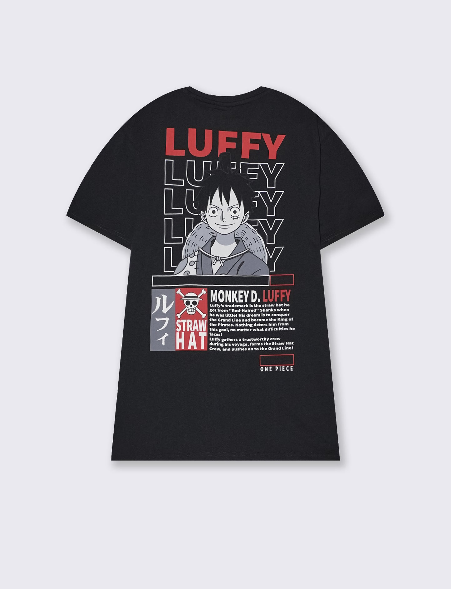 T-shirt stampa one piece da uomo - Nero