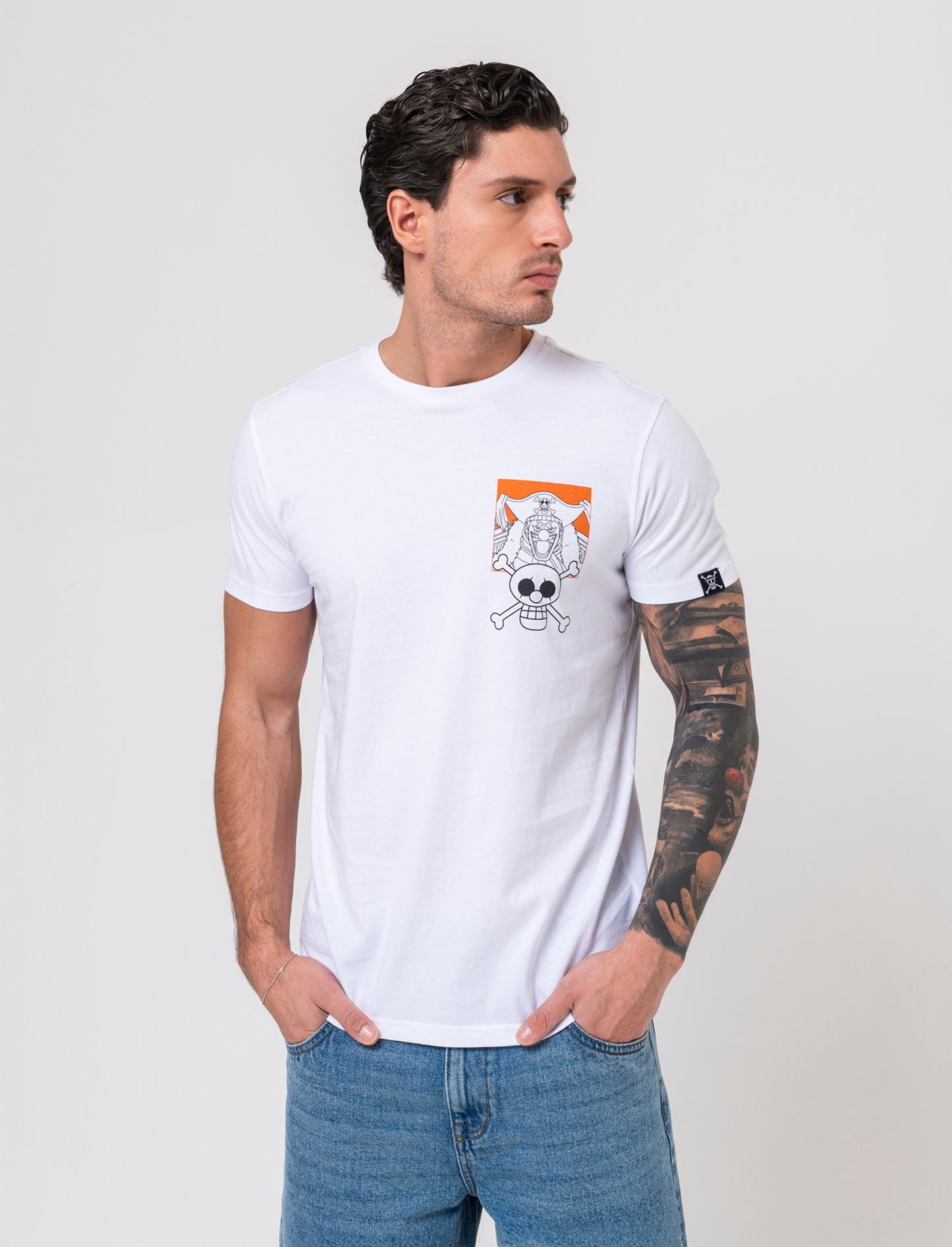 T-shirt stampa one piece da uomo - Bianco