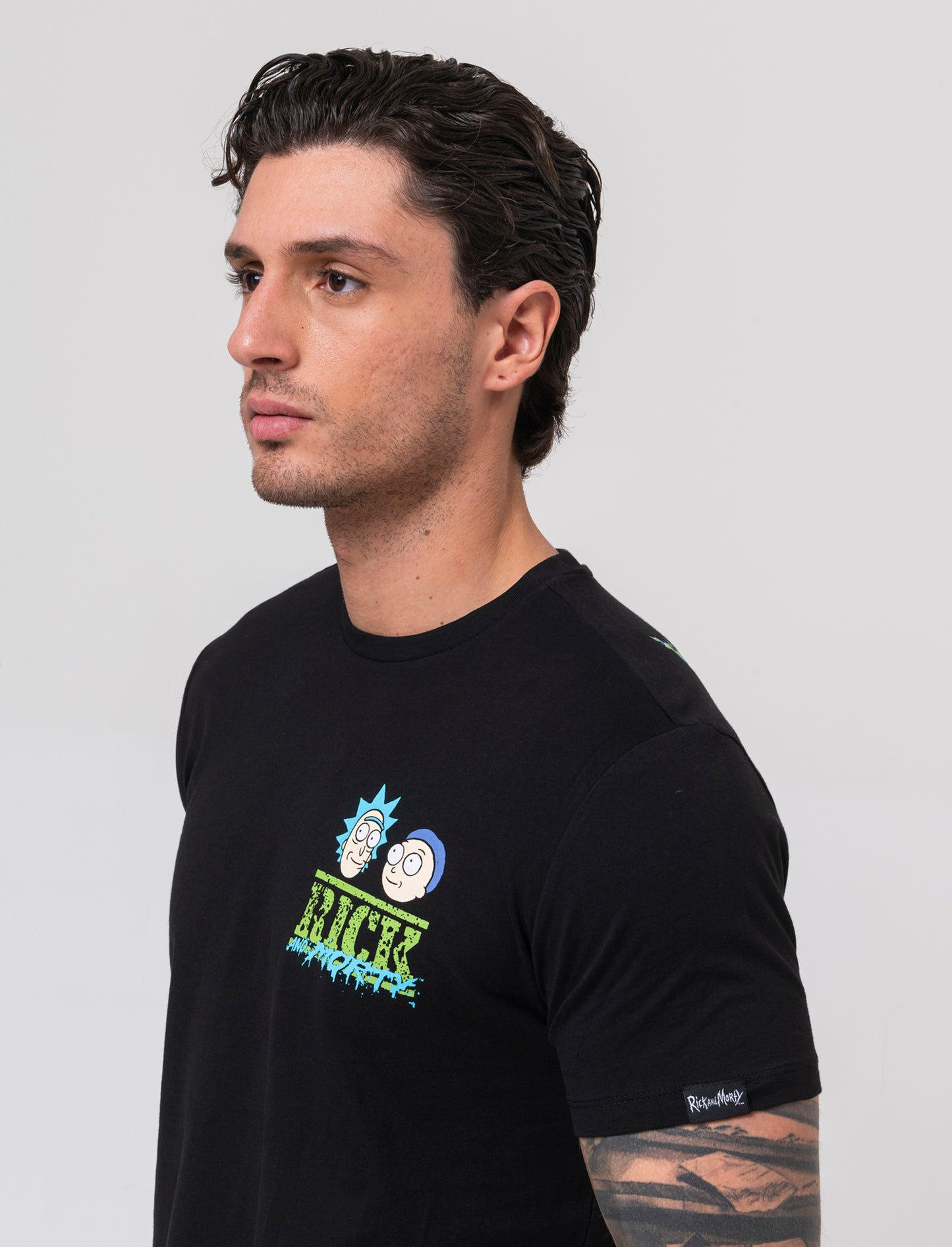 T-shirt stampa rick and morty da uomo - Nero