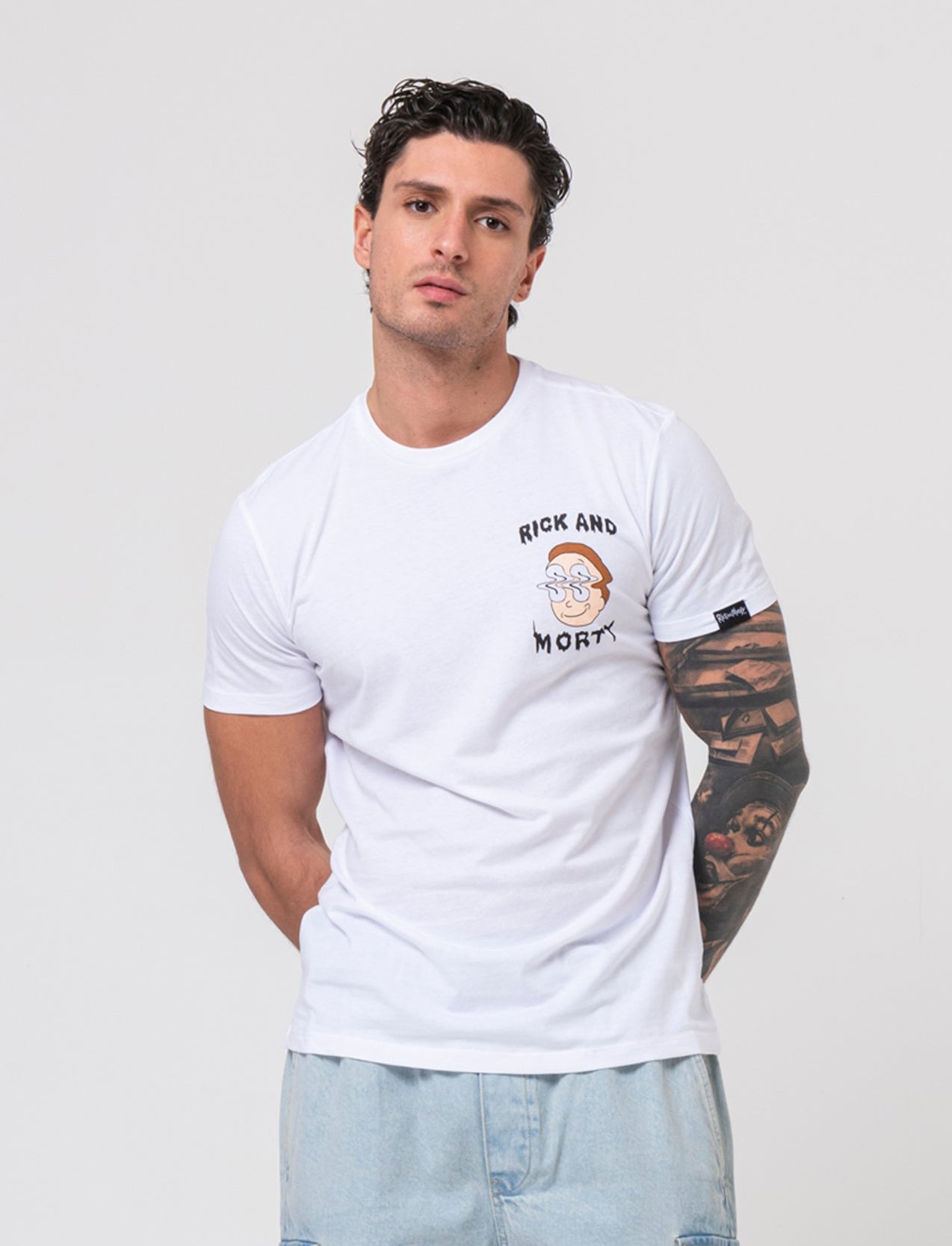 T-shirt stampa rick and morty da uomo - Bianco