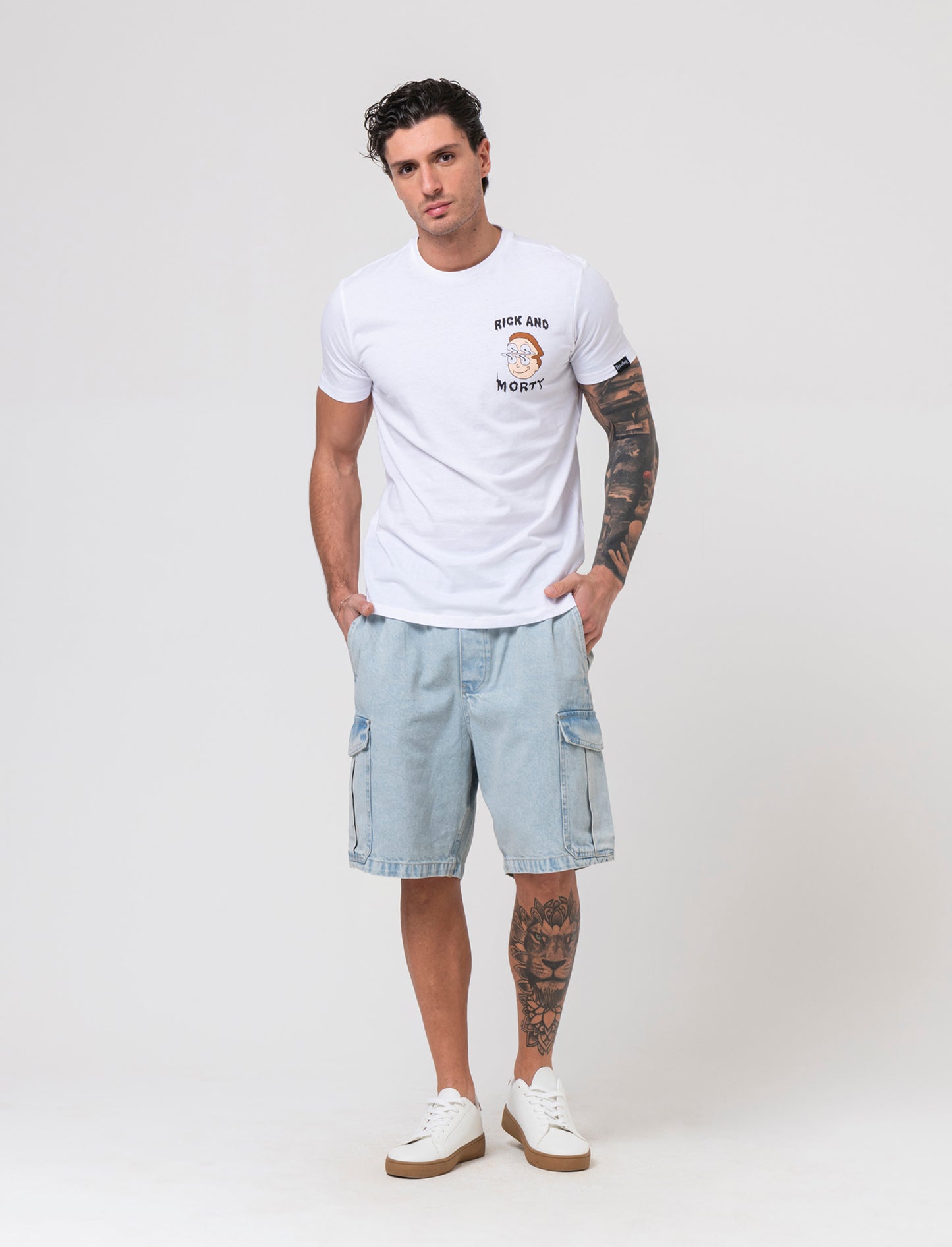 T-shirt stampa rick and morty da uomo - Bianco