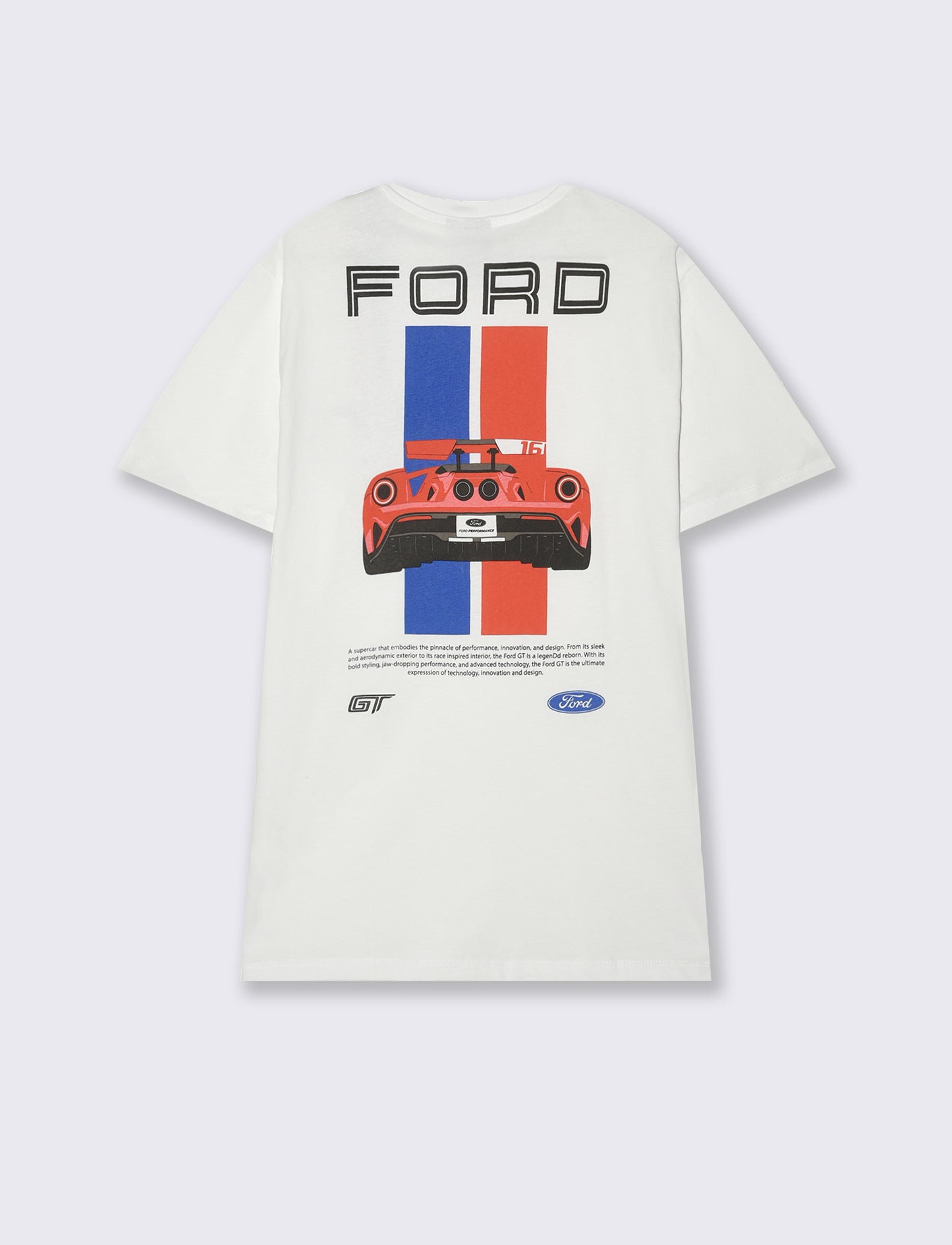 T-shirt stampa Ford GT/MUSTANG da uomo - Bianco