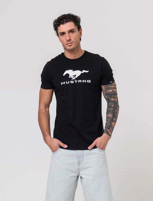 T-shirt stampa Ford GT/MUSTANG da uomo - Nero