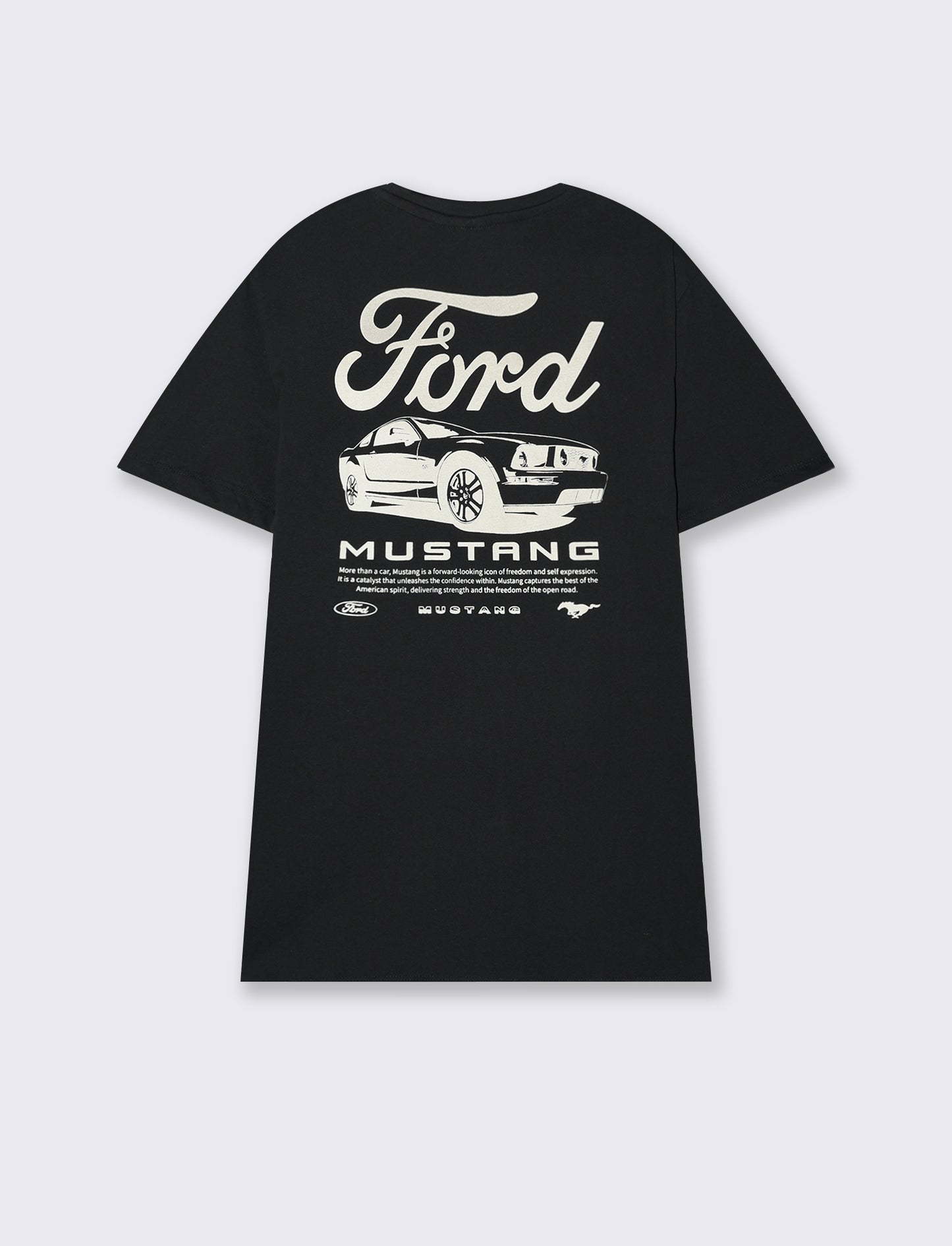 T-shirt stampa Ford GT/MUSTANG da uomo - Nero