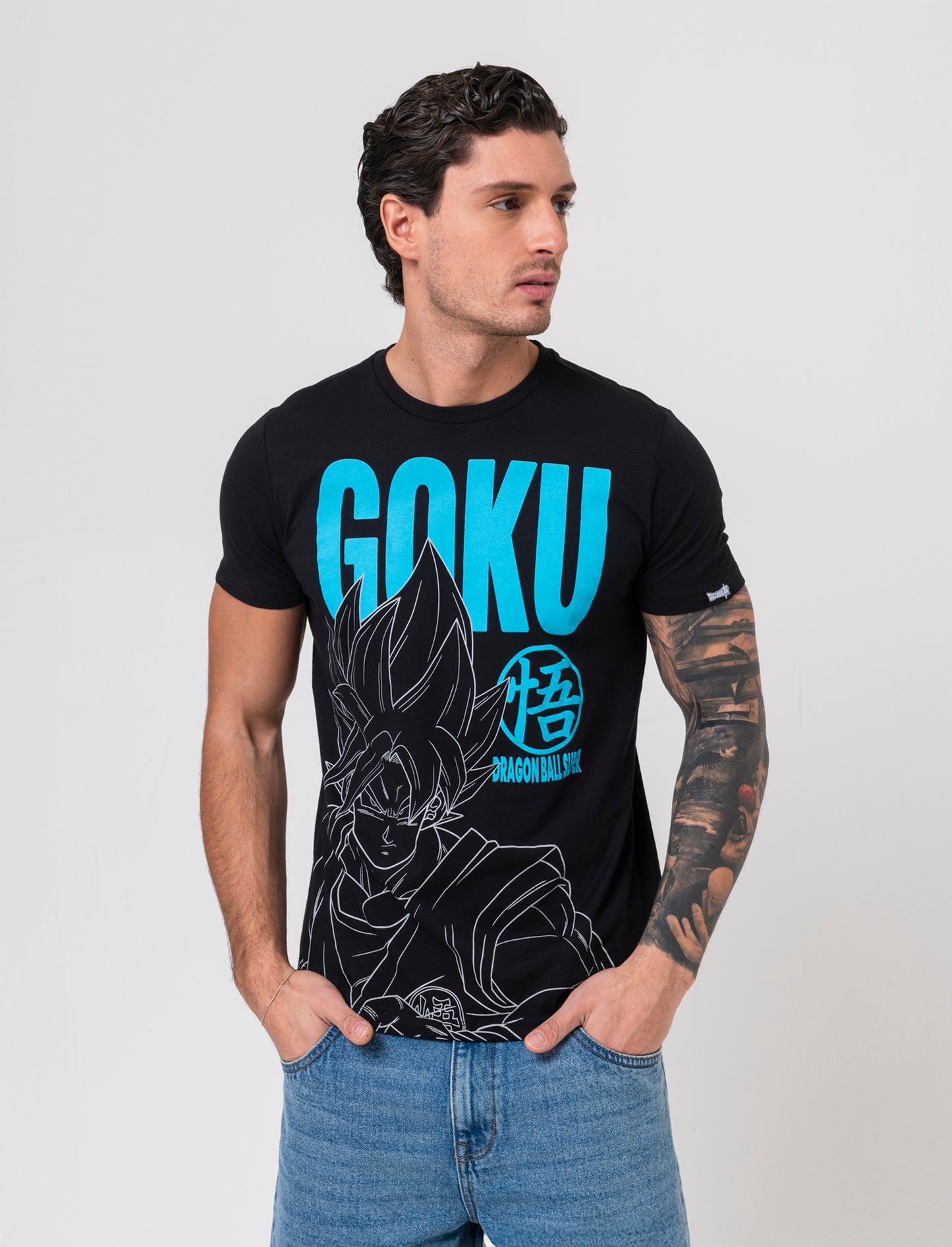 T-shirt stampa dragon ball da uomo - Nero