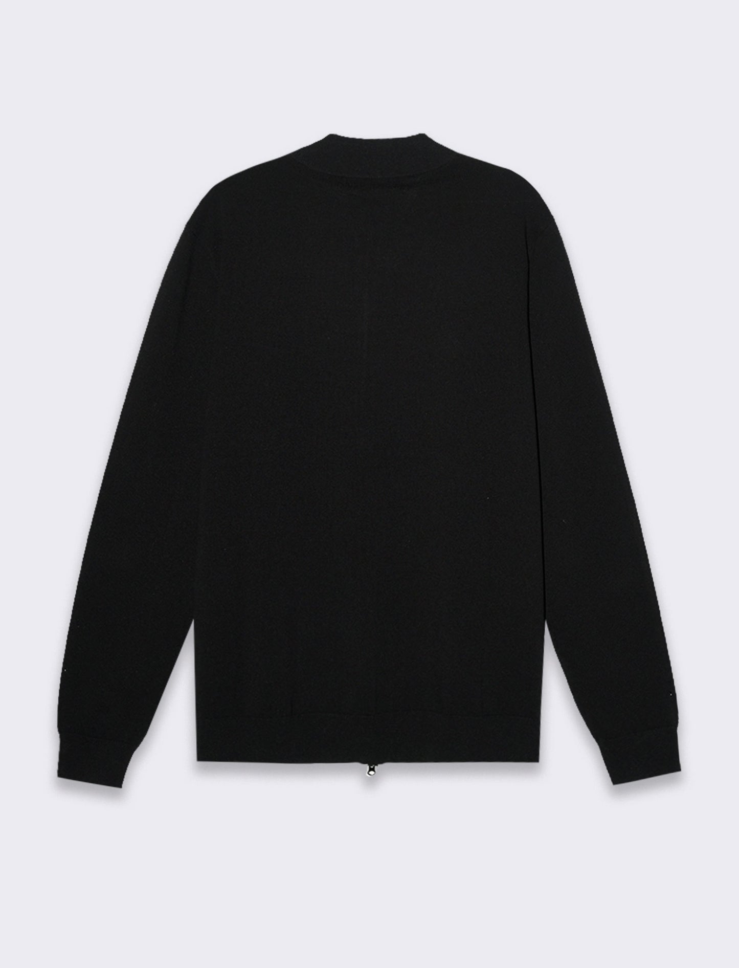 Maglia cardigan collo bomber in filato premium da uomo - Nero