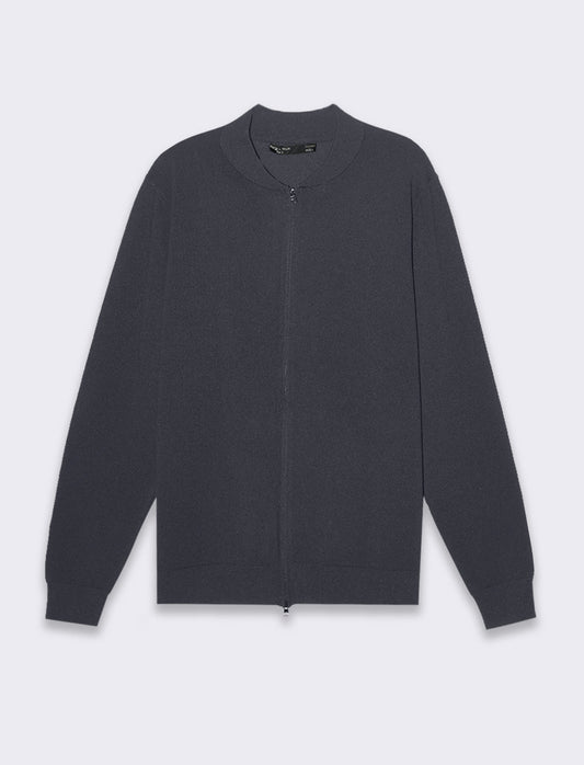 Maglia cardigan collo bomber in filato premium da uomo - Avion