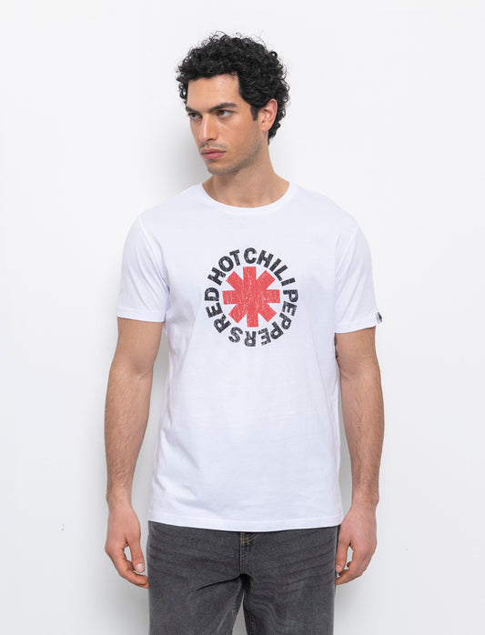 T-shirt stampa red hot chili peppers da uomo - Bianco