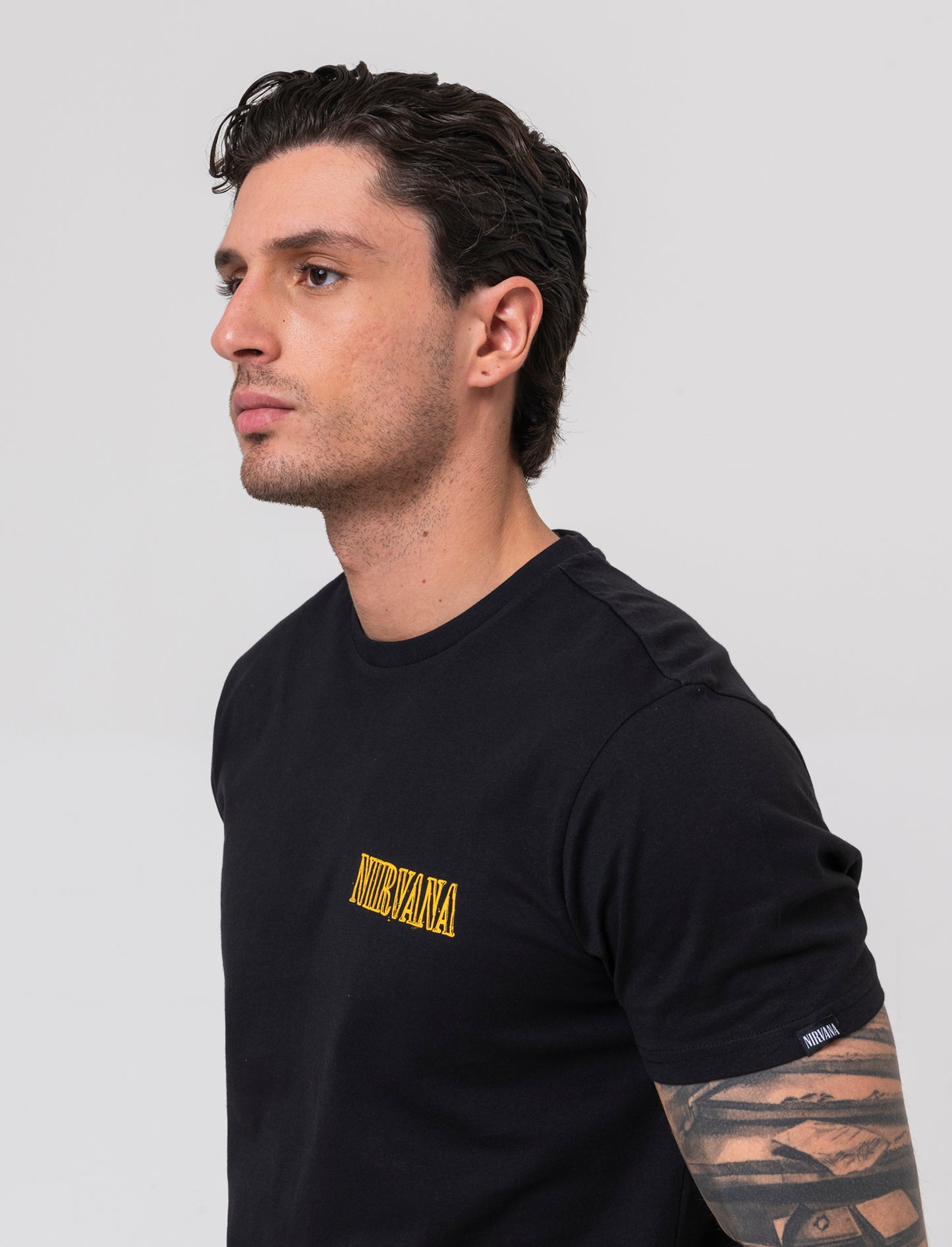 T-shirt stampa nirvana da uomo - Nero