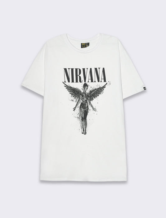 T-shirt stampa nirvana da uomo - Bianco