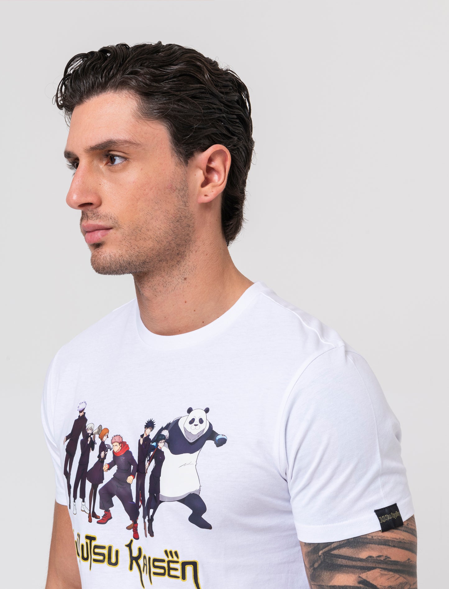 T-shirt stampa jujutsu kaisen da uomo - Bianco