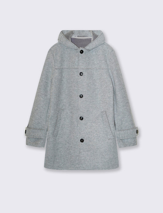 Wool effect parka with hood - Grey