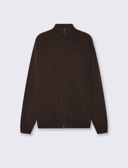 Maglia Cardigan Basic in Ciniglia Regular Fit - Moro