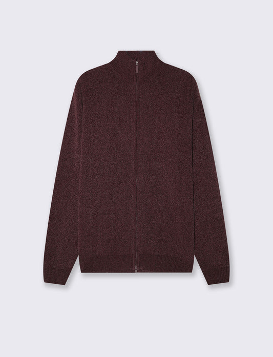 Maglia Cardigan Basic in Ciniglia Regular Fit - Bordeaux