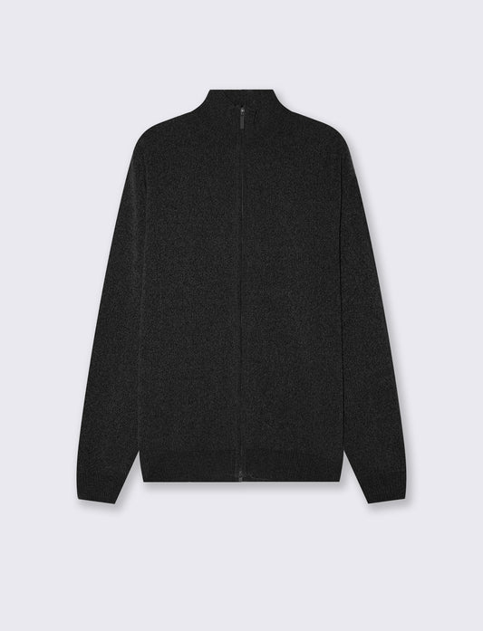 Maglia Cardigan Basic in Ciniglia Regular Fit - Nero