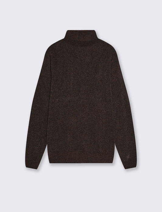 Basic turtleneck sweater in velour - Brown