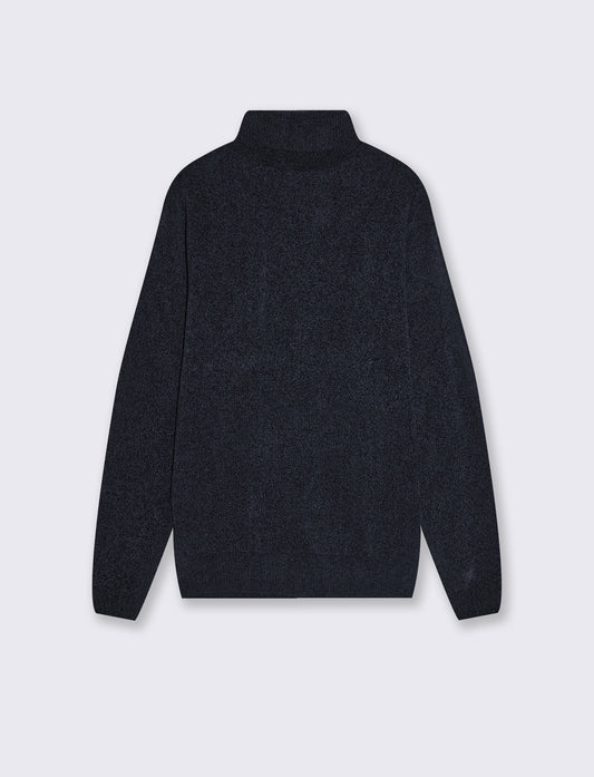 Basic turtleneck sweater in velour - Blue