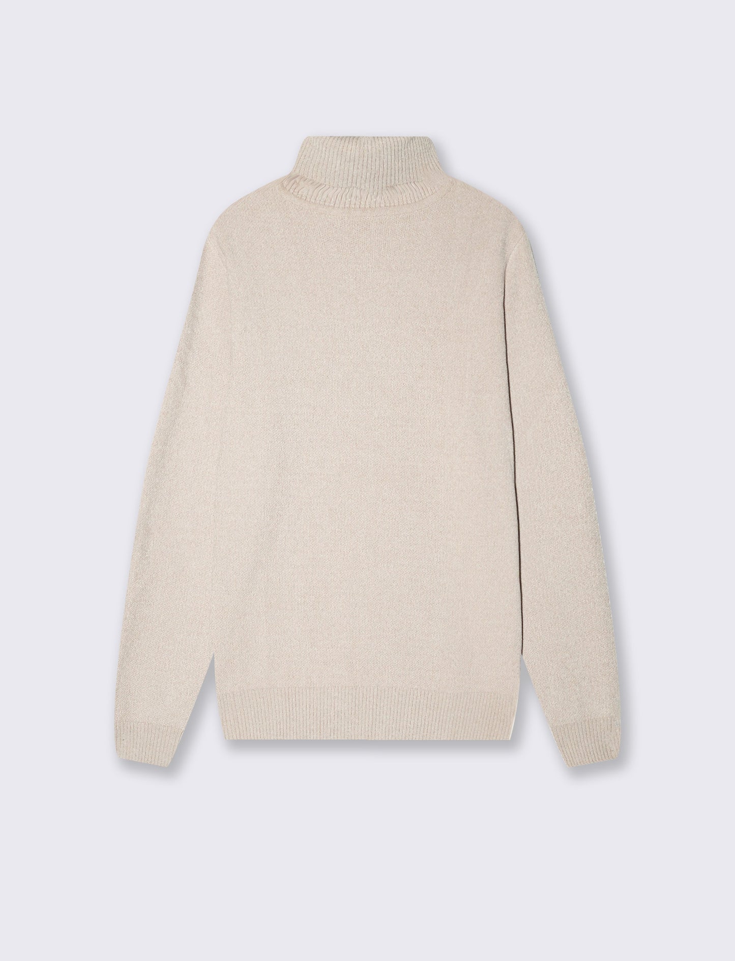 Basic turtleneck sweater in velour - Beige