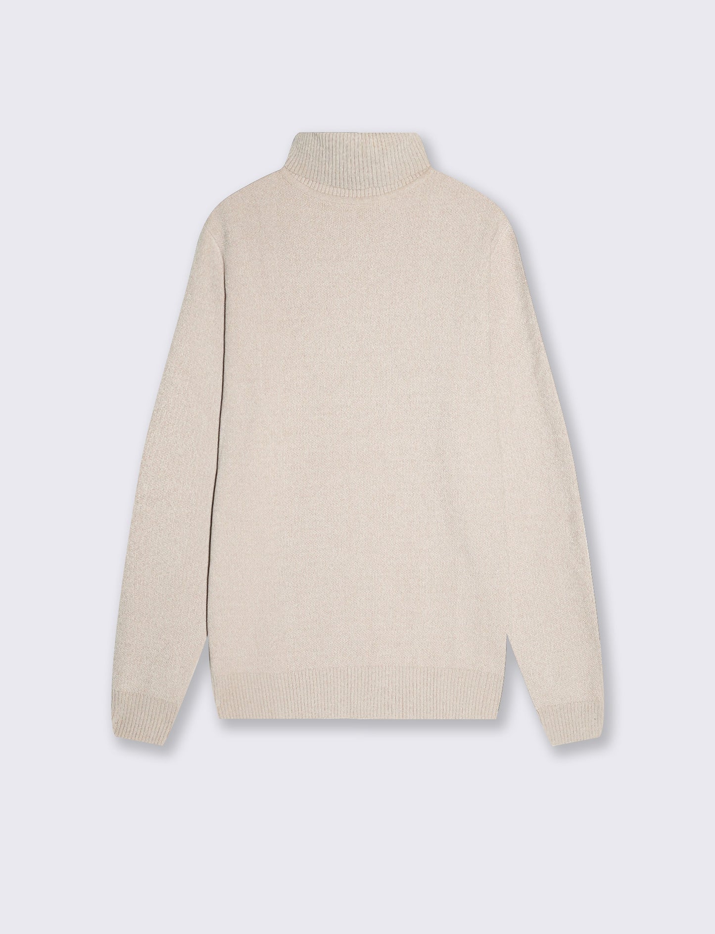 Basic turtleneck sweater in velour - Beige