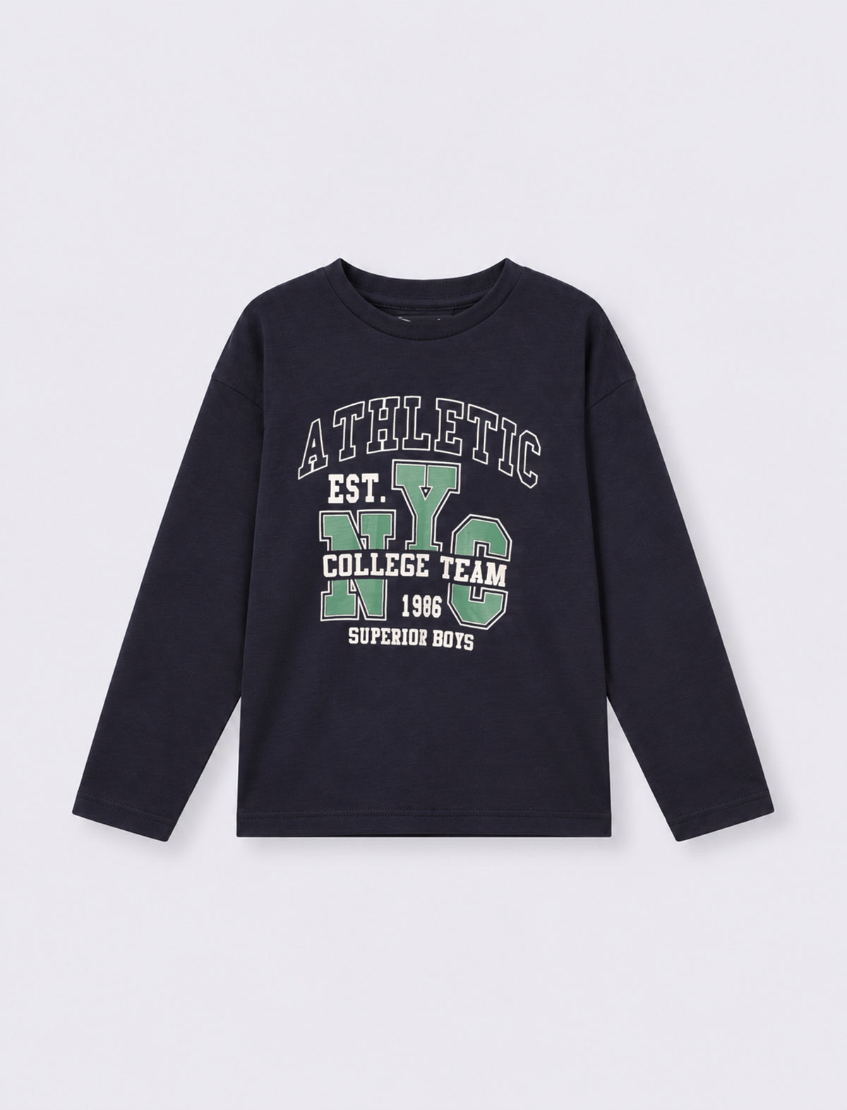 T-shirt girocollo con stampa e comfort - Blu