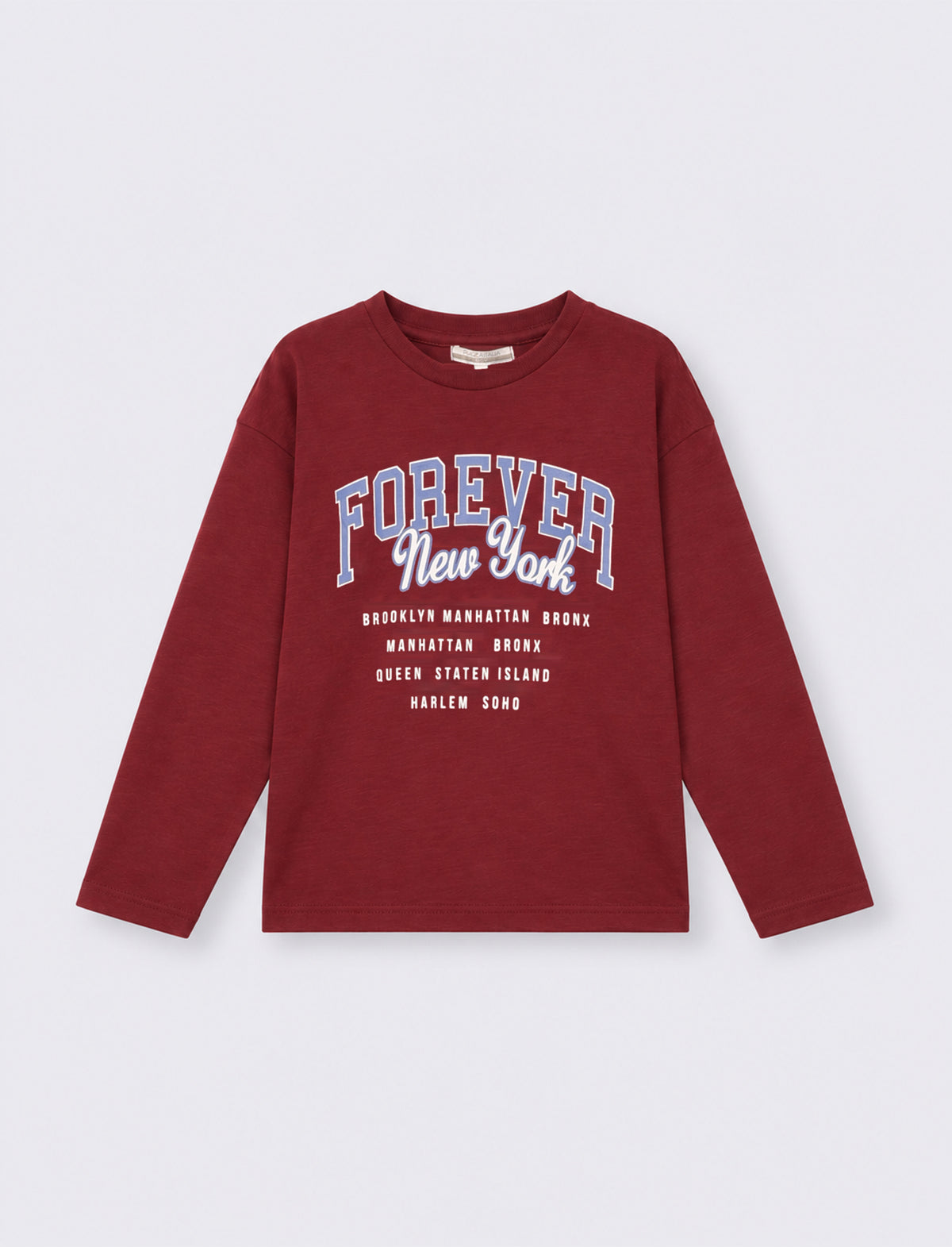 T-shirt girocollo con stampa e comfort - Bordeaux