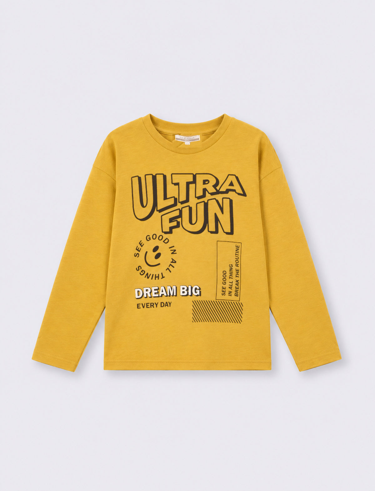 T-shirt girocollo con stampa e comfort - Ocra