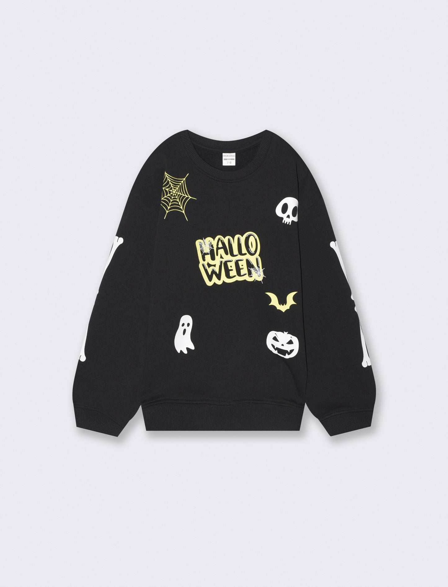 Felpa girocollo Halloween con stampe festive - Nero