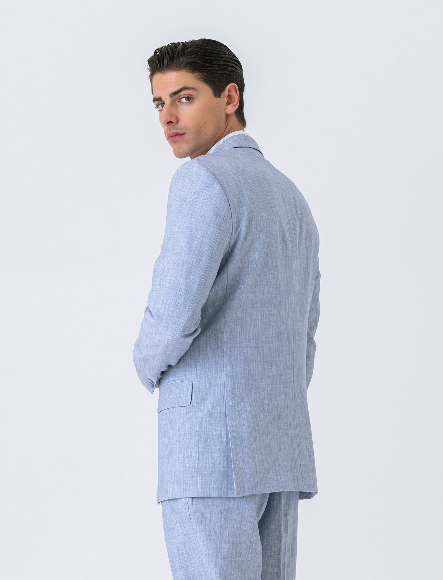 Pantaloni da completo effetto lino da uomo - Blu