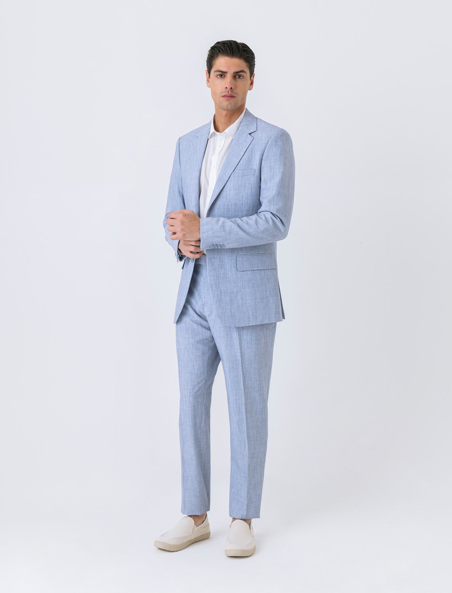 Pantaloni da completo effetto lino da uomo - Blu