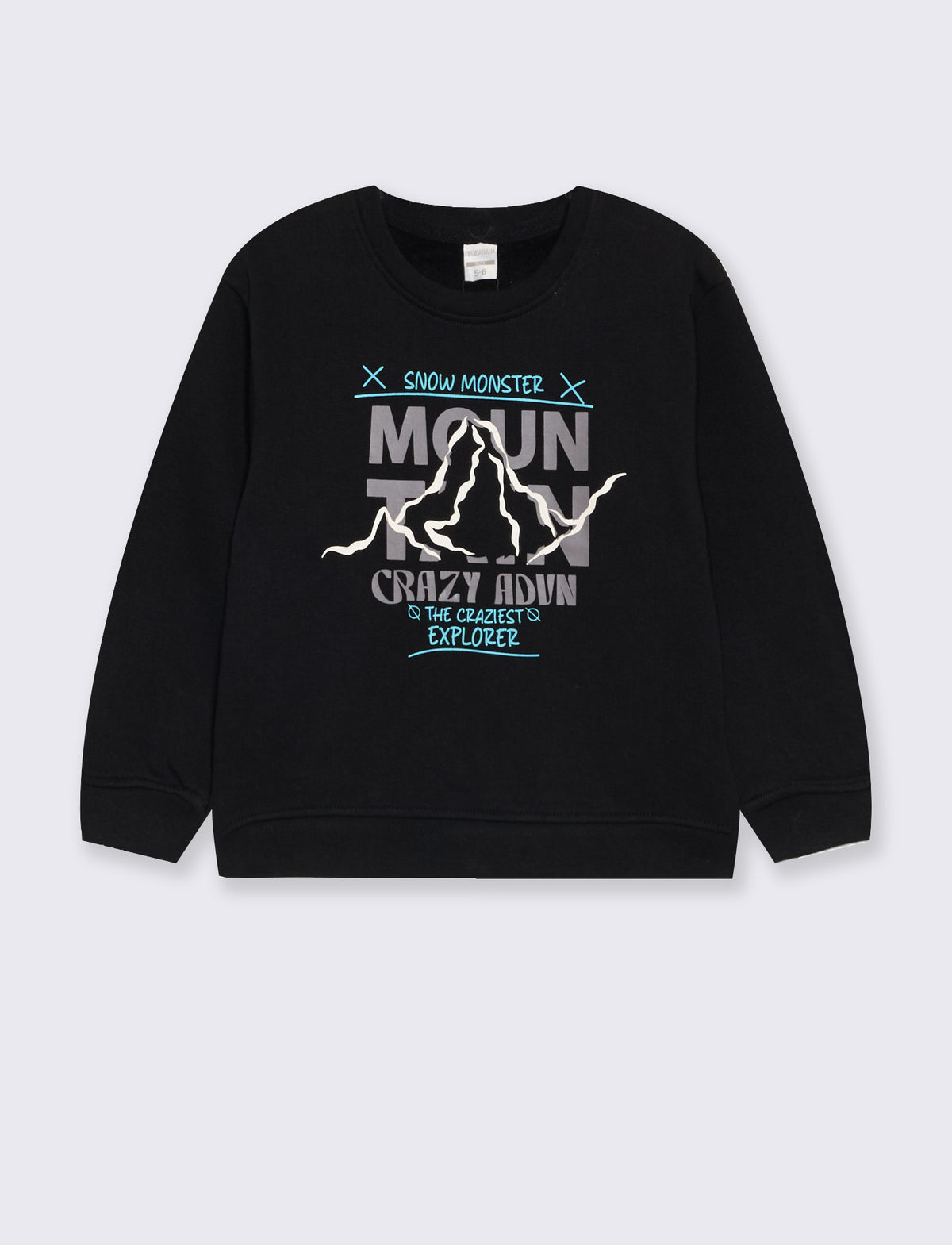 Casual cotton blend crewneck sweatshirt - Black